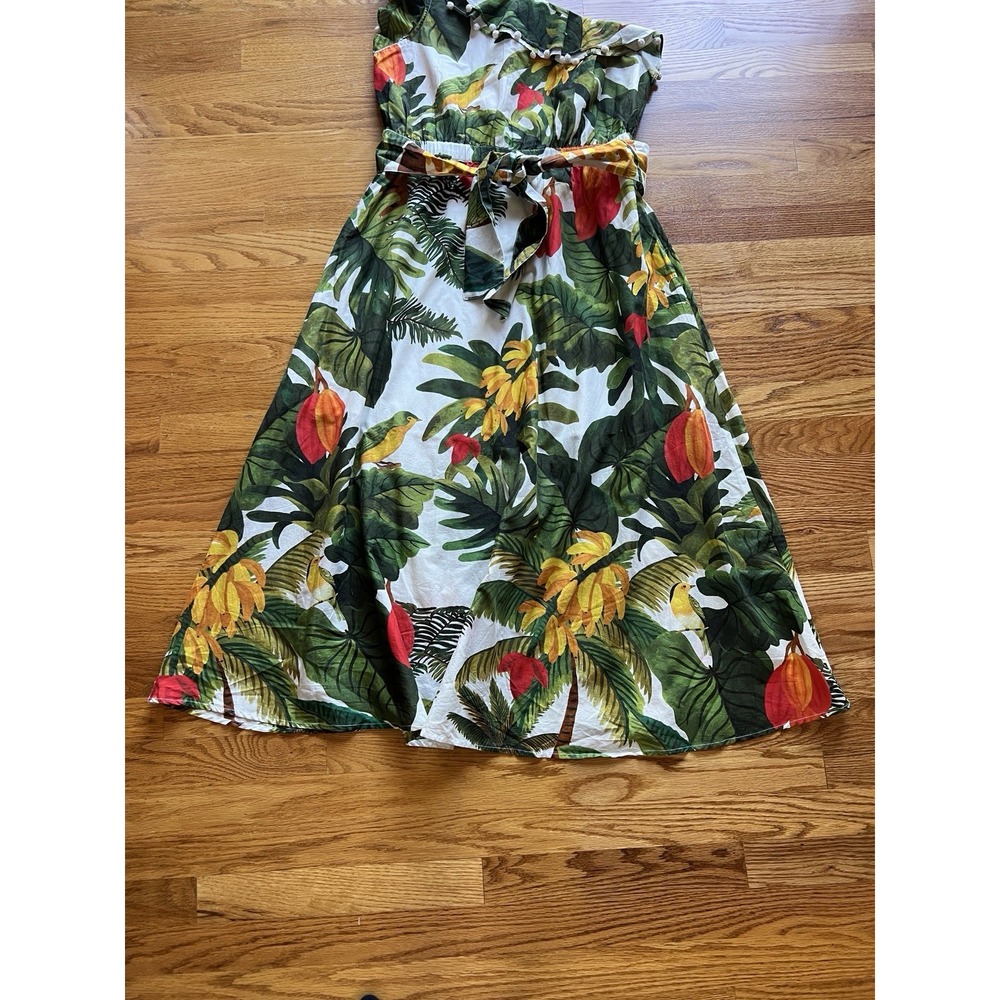 Farm Rio Mixed Flowery Madi Colorful Ruffle‎ One Shoulder Slip Dress Size Med - Picture 10 of 16